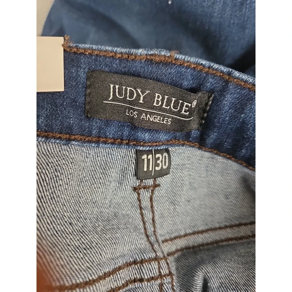 Judy Blue Jeans Womens 11/30 Blue Skinny Fit Waist Fringe Cut Bottom Boho‎ NEW